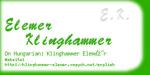 elemer klinghammer business card